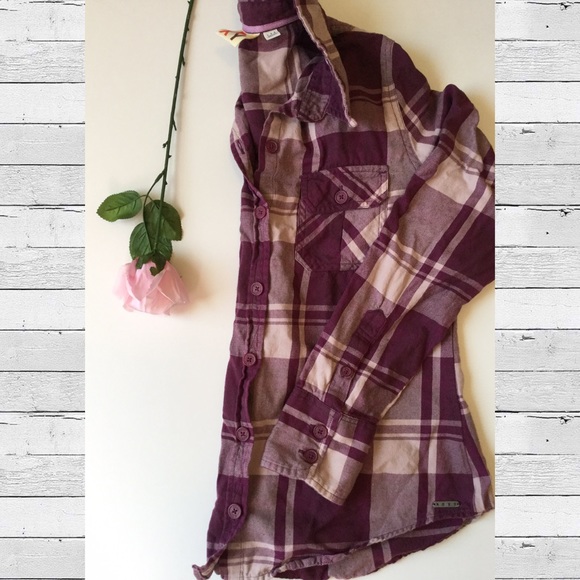 Roxy Purple Plaid Button-up Shirt - Picture 5 of 7